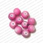 ECMGLBEAD217-8mm-Dia-Neon-Pink-Texture-Round-Shape-Shiny-Glass-Beads