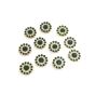 12mm Flower Shape Shiny Finish Round  Forest Green Stone Button with 2 Layer of Stones (Forest Green White) 