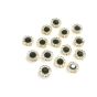 10mm Flower Shape Shiny Finish Round Black Stone Button with 1 Layer of White Stones 