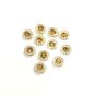 10mm Flower Shape Shiny Finish Round Gold Stone Button with 1 Layer of White Stones 