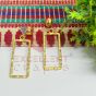 Ball Stud Long Rectangle Shape Texture Earring Bezels - (1Pair) 