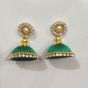 Forest Green Color Shiny Finish Silk Thread Earring for Girls/Women 