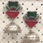 Maroon Color Lotus Stud Karma Handscriptted Fabric Earrings