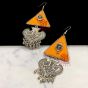 Sunshine Yellow Colour Roset Fabric Earrings  