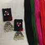 Red, Magenta Pink & Green Color Knot Designer Earrings 