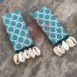 Teal Floral Shell Danglers