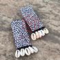 Black and White Floral Shell Danglers
