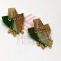 Green and Yellow Beaded Ikkat Trapezium Necklace Set