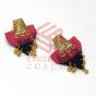 Pink and Black Beaded Ikkat Trapezium Necklace Set