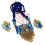 Royal Blue Beaded Ikkat Trapezium Necklace Set