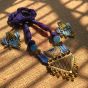 Royal Blue Beaded Ikkat Trapezium Necklace Set