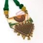Tricolor Beaded Ikkat Trapezium Necklace Set