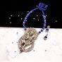 Royal Blue Cotton Bead Silver Antique Finish Lord Morgan Pendant Ethnic Handmade Necklace Set Design 2