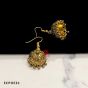 Leaf Design Embossed Design Gold Antique Finish Dome Shape Oxidised Jumka Earrings (Pack of 1 Pair)