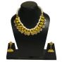 Corn Yellow Color Silk Thread Beads and Gold Flower Charms Necklace Earring Set 