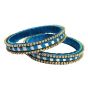 Handmade Silk Thread Blue and White Check Designer Bangles Stone Chain Decorated