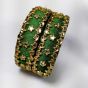 Handmade Green Designer Silk Thread Bangles Decorate Star Kundan Stones