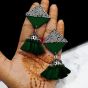 Forest Green Color Rhombus Shape Chauraas Earrings