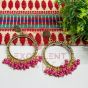Magenta Rani Pink Color Loreal Jhumka Earring - Gold