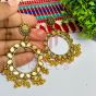 Round Shape Metal Antique Finish Flower Gold Color Stud Design 7