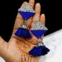 Royal Blue Color Rhombus Shape Chauraas Earrings