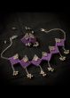 Silver Hamsa Charm Choker Set-Purple