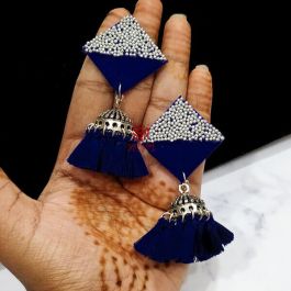 Navy blue colour earrings discount