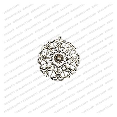 ECMANTPEN6-Round-Shape-Metal-Antique-Finish-Silver-Color-Pendant-Flower-Design-1