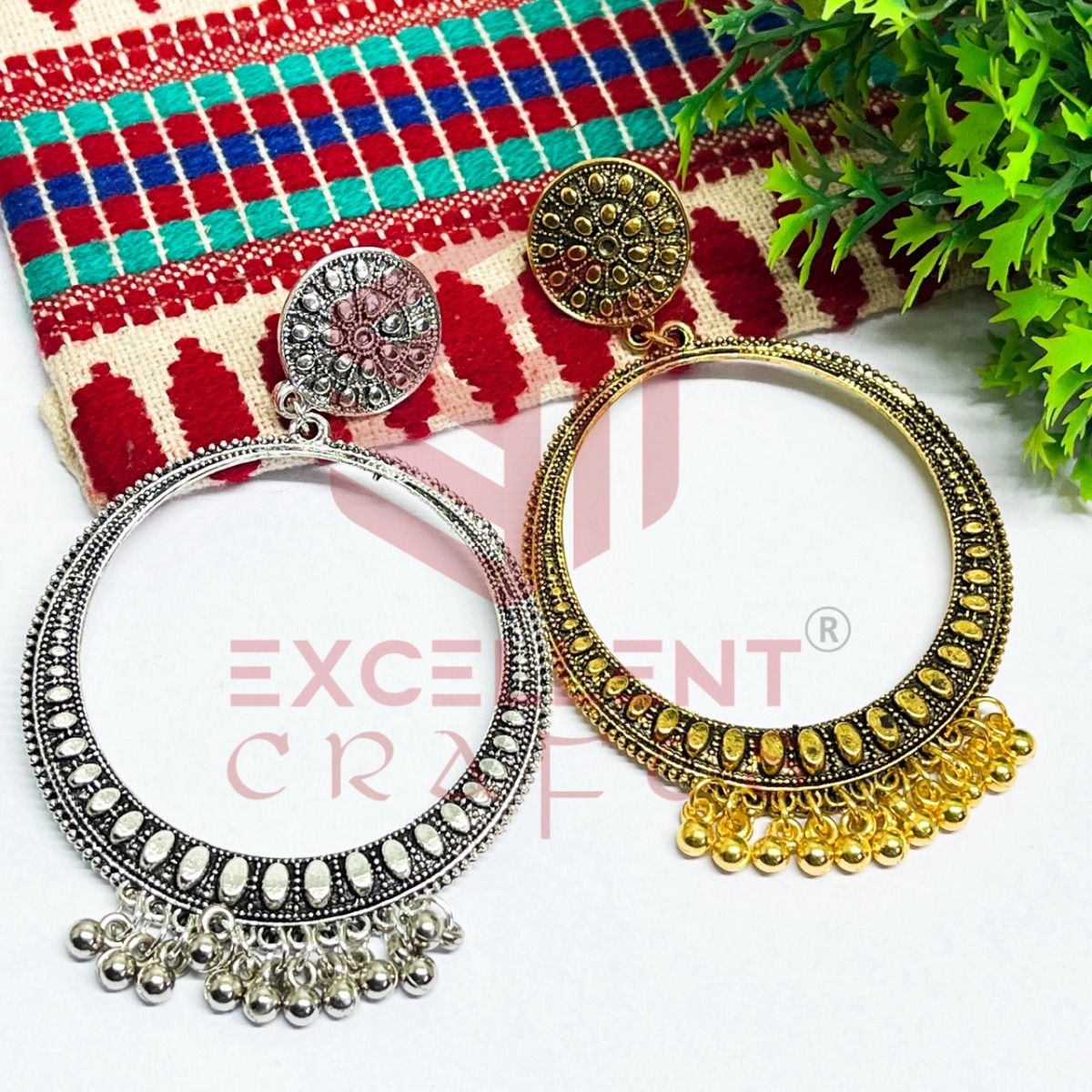 Round Circle Oxidised Jhumka Earring XL Size